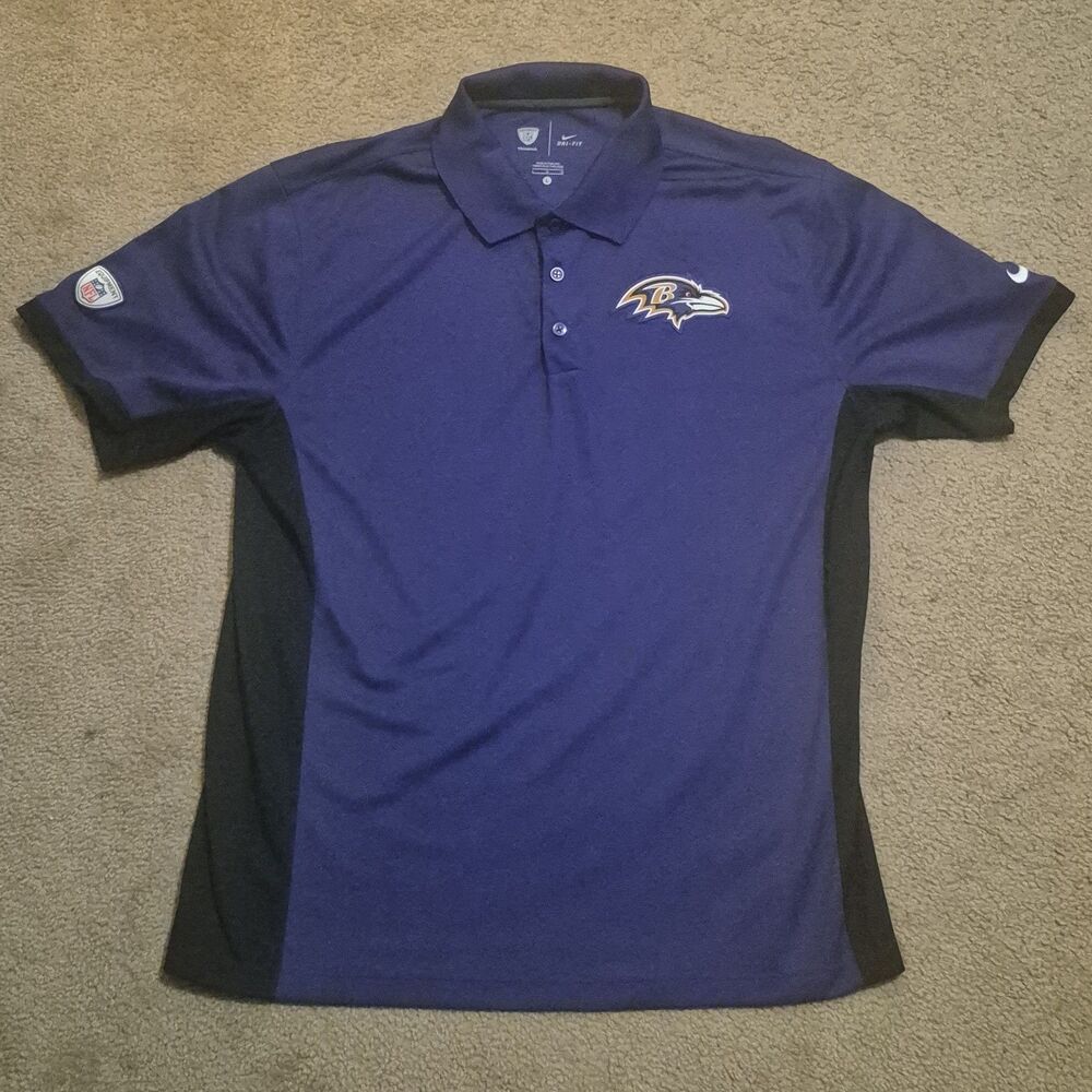 Nike NFL Baltimore Ravens Training Equipment Dri Fit Polo Men's Size Large